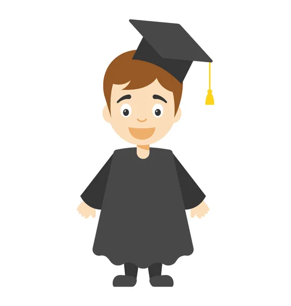 Kid Graduate Cartoon Character Wearing Mortarboard Gown — Stock Vector