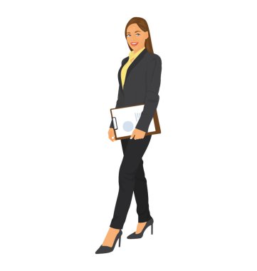 Pano dosyası ile takım ayakta genç profesyonel kadın 