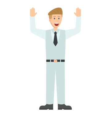 İşadamı karakter düz simgesi bağırarak 