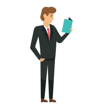 Genç bir işadamı bir kitap okuma 