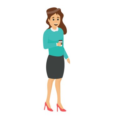 Genç şık iş kadını ile kahve fincanı 