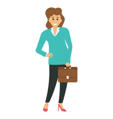 Evrak çantası ile mutlu bir iş kadını 