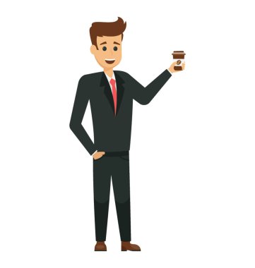 Genç şık iş kişi kahve fincanı ile 