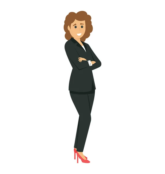 Mujer Negocios Moderna Pie Traje — Vector de stock