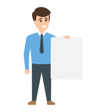 Afiş ve düz bir simge görüntüye bir gülme işadamı puan