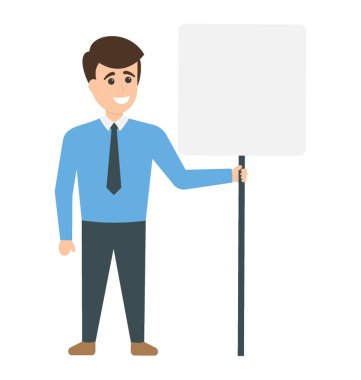 Afiş ve düz bir simge görüntüye bir gülme işadamı puan