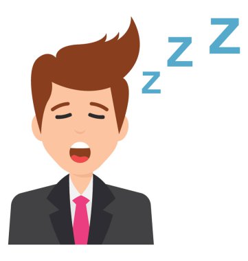 Uykulu işadamı Zzz ile onun etrafında yorgun