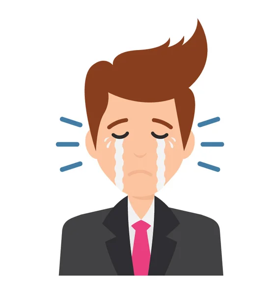 Crying Man Office Worker Businessman Character — Stock Vector