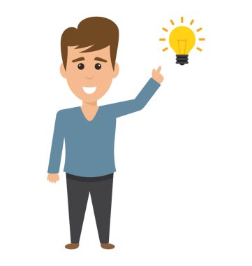 Görüntülenen bir fikir ile işadamı