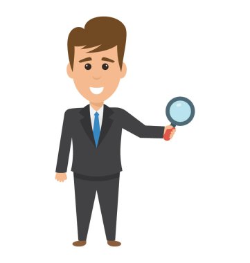Büyüteç ile araştırmacı işadamı avatar