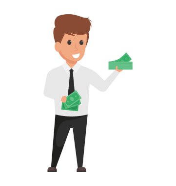 Bir avuç nakit ödemeler dağıtım çalışanlara resmeden ile bir organizasyon Müdürü.