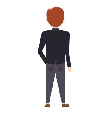 İnsan avatar bir işadamı dikiz ayakta duruş ile takım elbise kumaşı pantolon ceket