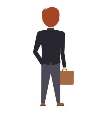 Elinde iş Yöneticisi için hazır gösteren portföyü ile arka manzaralı ayakta Yöneticisi