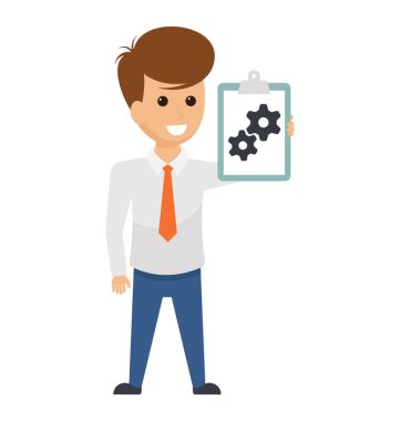 Yönetimi ve onun iş ile ilgili stratejileri gösteren bir grafik holding yürütme avatar.