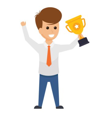 Kupayı tutarak ve onun başarı kutluyor çift kişi illüstrasyon