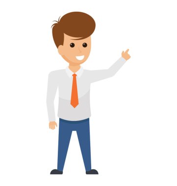 Yönlendirmek için parmak işaret veya personeli için konuşan bir insan avatar