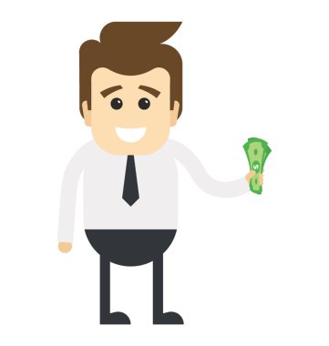 Dolarla maaş günü gösterilen heyecan verici hareketi ile onun el daimi mutlu iş karakter