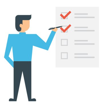 Onun önünde bir denetim listesi geçiyor işadamı insan avatar