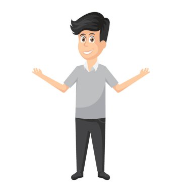 Bir işadamı avatar yükselterek mutluluk jesti gösteren eller. 