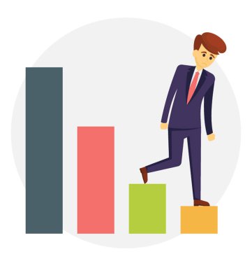 Grafik, kariyer başarısızlık kavramsal simgesi azalan üzerinde yürüme başarısız iş adamı  