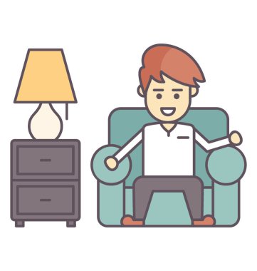 Kanepe ve alarak geri kalanı üzerinde oturan bir çocuk 