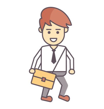 Office çanta ofise hazır resmeden ile genç bir adam 