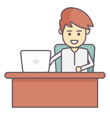 İşadamı laptopta çalışıyor. 