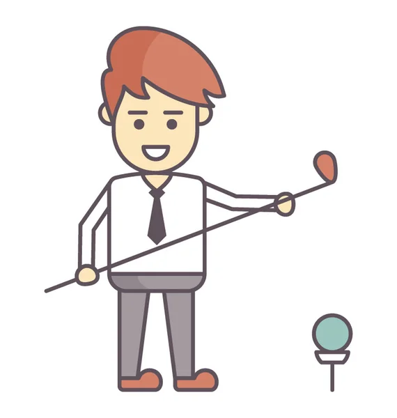 Homme Avec Bâton Golf Prêt Jouer — Image vectorielle