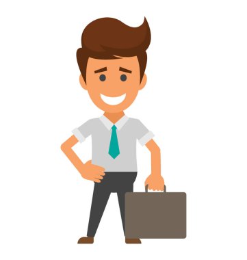 Bir işadamı belgeleri durumunda, düz simge görüntüsü