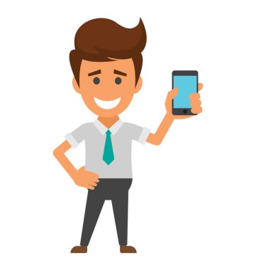 Genç bir işadamı ile smartphone, cep telefonu geliştirici