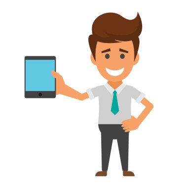 Genç bir işadamı ile smartphone, cep telefonu geliştirici