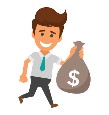 Bir kişi para çuval Hıristiyanlıkla yatırımcı ile