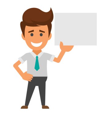 Protestation, duyuru veya talep kavramı simgeleyen afişini tutan bir resmi kişi.