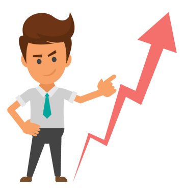 Yükselen bir grafik yolda yürüyen bir işveren avatar iş geliştirme yol gibi görünüyor..