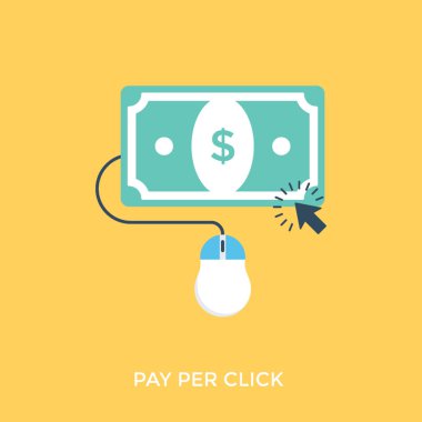 Bir banknot başına ödeme simgeleyen bilgisayar fare ile tıklayın kavramı