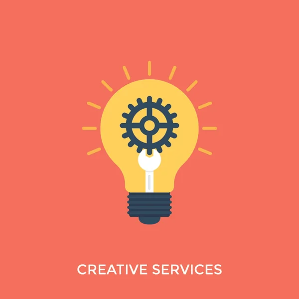 Rädchen Der Glühbirne Kreative Dienstleistungen Flache Ikone — Stockvektor