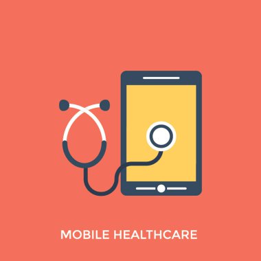 Bir smartphone sağlık app simgeleyen stetoskop ile