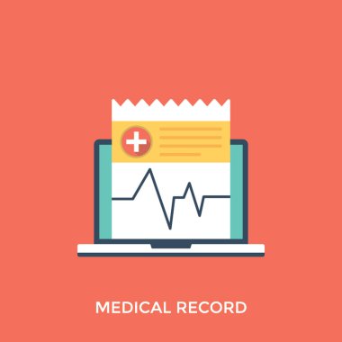 Bir online tıbbi kayıt düz simgesi