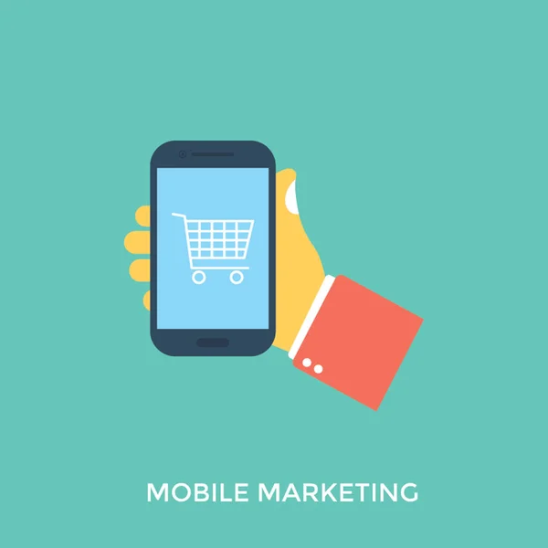 Hand Holding Mobile Phone Shopping Cart Image Mobile Shopping App — Stock Vector