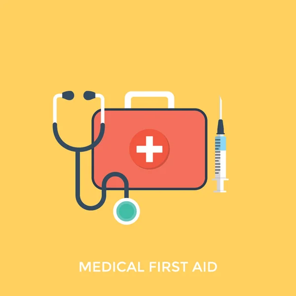 Injection Stethoscope First Aid Kit Icon Symbolizing Medical Aid — Stock Vector