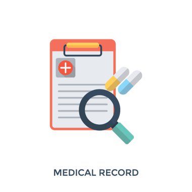 Belge ve tıbbi kayıt gösterilen büyüteç ile bir pano