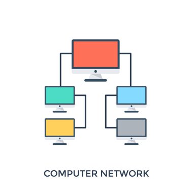 Birbirleri ile bilgisayar ağ kavramı temsil eden bir simge farklı bilgisayar sistemleri ile birbirine bağlı . 