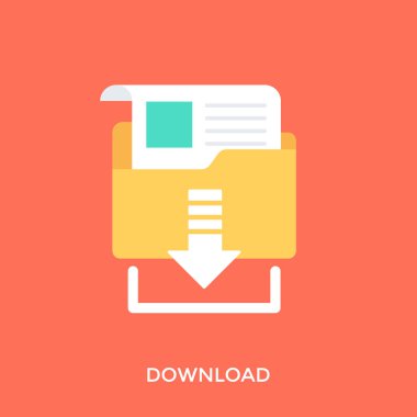 Aşağıya İndiriyor kavramı temsil eden işaret eden bir ok işareti ile dosyalarını içeren bir klasörü gösteren bir simge.