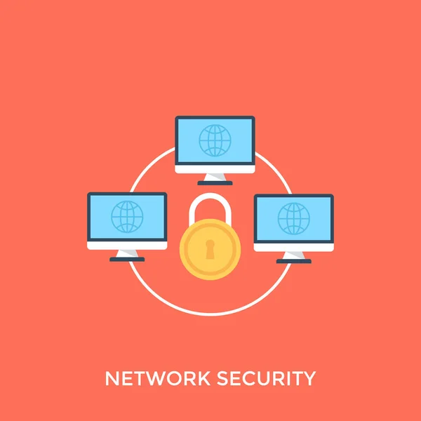 Icon Interconnected System Network Lock Sign Depicts Concept Network Security — Stock Vector