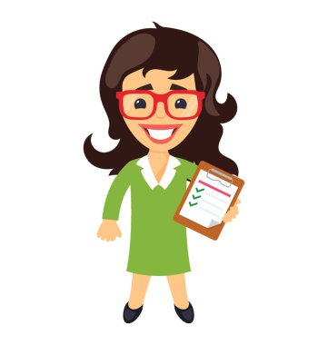 Bir kadın Proje Yöneticisi karakter karikatür