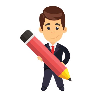 Bir büyük boy kalem, yaratıcı iş adamı veya işletme eğitimi kavramı holding iş adamı 