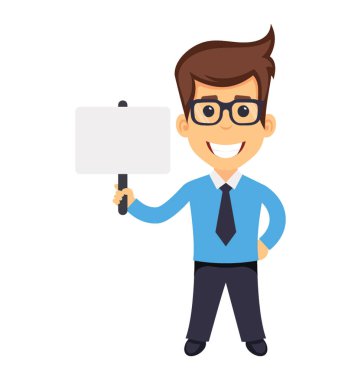 Mutlu işadamı boş protesto işareti tutarak 