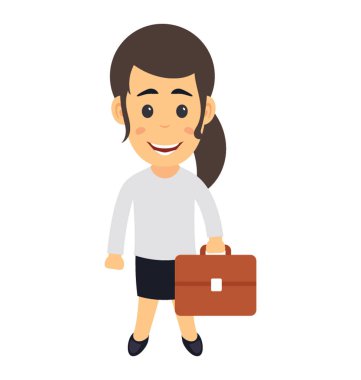 Evrak çantası ile mutlu bir iş kadını 