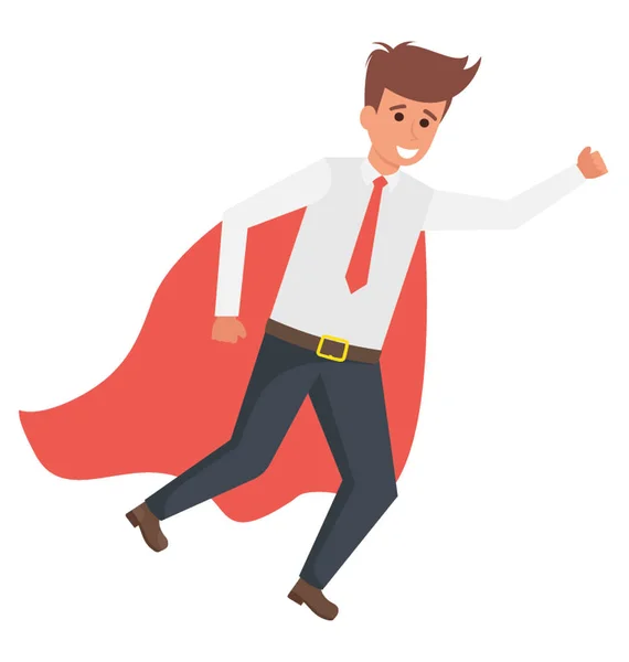 Businessman Superhero Red Cape Successful Businessman — Stock Vector