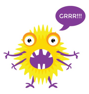 Canavar oyunu çizgi film hırıltı ve bağırmak, çizgi film karakteri düz simge görüntüsü 